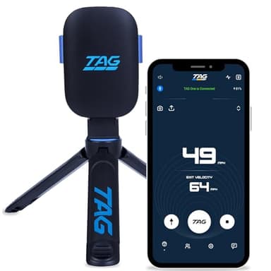TAG ONE Sports Radar with 6 Hour Rechargeable Battery - Baseball, Softball & Golf Speed Radar Gun - Accurate Speed Tracker, Portable Pitch & Hit Training Tool, App Integration with AI Smart Coaching