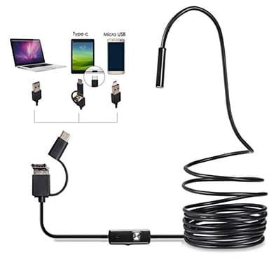 3 in 1 Endoscope Inspection Camera Borescope HD Camera Waterproof Snake Pipe Drain with 6 Adjustable Led Light Snake Cable USB Adapter for Android Phone Tablet Device(Size:2 M)