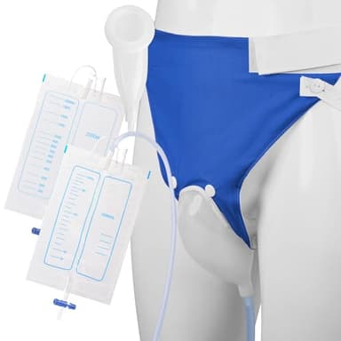 Wearable Urine Collector for Men External Catheter for Men Comfortable Secure Fit with Flexible Tubing for Everyday Home and Overnight Use, Elderly Men Blue