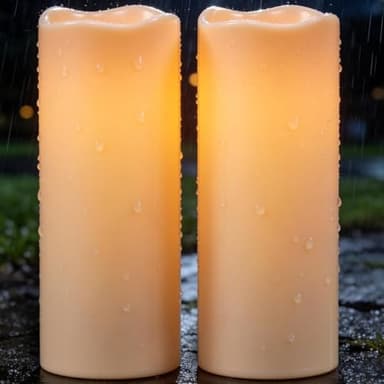 Wondise Large Solar Candles Outdoor Waterproof, 5"x12", Dusk to Dawn, IP65 Waterproof Solar Powered Rechargeable Battery LED Flameless Candles for Outdoor, Lanterns, Garden, Set of 2