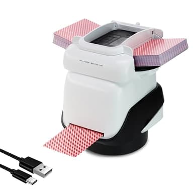 Automatic Card Shuffler and Dealer Machine 4 Deck 2-in-1, Rechargeable Shuffling and Dealing Machine for 4 Players, 180 and 360 Degree Rotating, Ultra Quiet (Without Remotes)