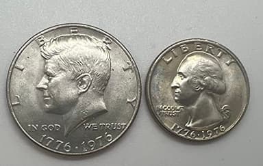 1776 P - 1976 Bicentennial Kennedy Half Dollar and Washington Quarter Coins Seller BU