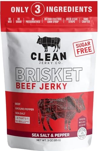 Clean Jerky Co. Old Fashioned Dry Zero Sugar Beef Jerky | Salt & Pepper – Flavorful High Protein Snacks | Healthy Snacks for Adults | Made with 100% Beef | No MSG, No Sugar, No Nitrates, No High Fructose Corn Syrup, No Junk