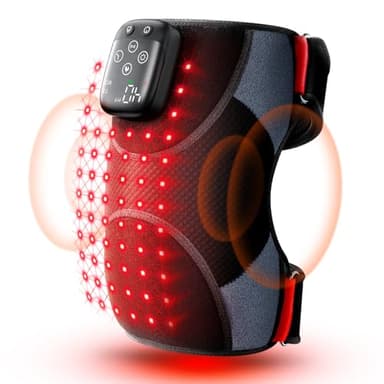LTW Knee Massager with Heat and Red Light, Cordless Heated Knee Brace with 3 Heat/3 Vibration/5 Light Levels, 72 Red Lights with 660nm & 850nm, 5000mAh Massager for Knee Elbow Shoulder