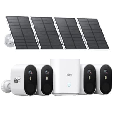 aosu Solar Security Cameras Wireless Outdoor, 4-Cam Kit, 2K QHD Home Security System with 166° Ultra-Wide Angle, Color Night Vision, 60 Days aosuBase Local Storage, No Subscription Needed