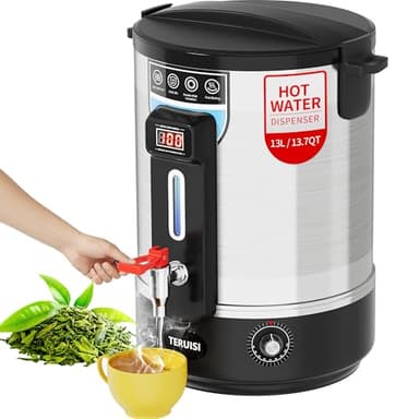 TERUISI Electric Water Boiler, 13L/13.7QT Commercial Hot Water Dispenser, 1500W Hot Water Boiler Urn Beverage Dispenser with Stainless Steel Spigot, Doubled-Wall Insulation, Adjustable Temperature
