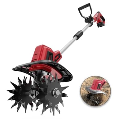 Cordless Tiller Cultivator Compatible with Milwaukee 18V Battery(Tool Only), Electric Garden Tiller w/270 RPM, 48 Steel Tines, 8.7" Tilling Width, 6.3" Depth, Portable Rotary Tiller
