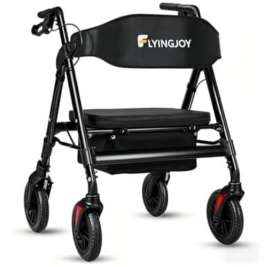 Walkers for Seniors with Seat,450Lbs Rolling Walker, 22" Extra-Wide Heavy-Duty All-Terrain Rollator Walker with Adjustable Height,Ergonomic Breathable Seat,Storage Bag,Foldable Mobility Aid For Adults