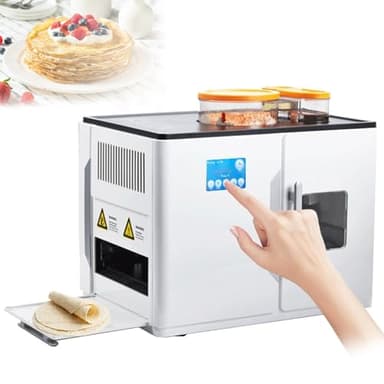 ZHIBIMOI Fully Automatic Roti Maker, Electric Chapati Tortilla Pancake Making Machine, Intelligent Touch Screen, One Key to Make 20 Pcs/One Time for Chapati, Flour Tortilla, Dosa, Tawa