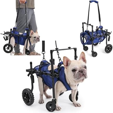 ETIAL 4-Wheel Adjustable Dog Wheelchair Cart for Disabled & Senior Dogs, Lifting Harness with 4 Usage Modes - Support Front/Rear Legs Mobility Aid for Small Breeds S