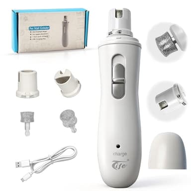 Tife Pet Nail Grinder,2 Speed Electric Rechargeable Dog Nail Trimmer,Quiet and Low-Vibration Pet Nail Grinder,Painless Dog&Cat Grooming Supplies for Large Medium Small Pets (White-528)