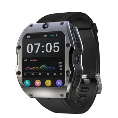 Rogbid Model X Global 4G LTE SmartWatches Phone for Men Call and Text Back Dual Cameras 13MP+5MP Ceramic Smartwatch with SIM Card Heart Rate Sleep Monitor(RAM4GB+ROM128GB)