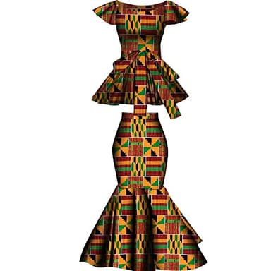 LONLISCO Women Dress African Print 2 Pieces Tradition Dashiki Ankara Beautiful Dress for Party Wedding