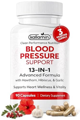 Kaitamin Blood Pressure Support Supplement - Circulation Support & Heart Health Supplements - 13-in-1 Formula with Hawthorn Berry, Hibiscus & Garlic Supplements - 90 Capsules (3-Month Supply)