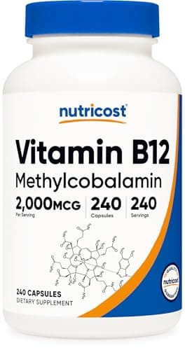 Nutricost Vitamin B12 (Methylcobalamin) 2000mcg, 240 Capsules - Vegetarian Caps, Non-GMO, Gluten Free B12 Supplement