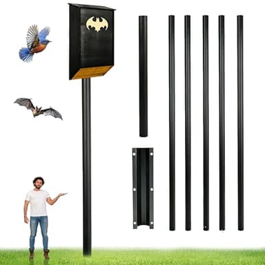 Maeklon 15 FT Telescoping Bird House Pole, Durable Bat House Pole with Ground Socket, Heavy Duty Outdoor Telescoping Bird Pole for Bat Houses, Purple Martin Houses and Wildlife Nesting