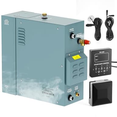 Kooby 9KW Luxury Self-draining Steam Generator Shower Sauna Bath Home Steam Bath Spa Generator with Waterproof Control and Auto Drain 95-131℉ for Max Space Heating 9 m³ (320 ft3)