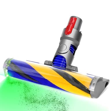 Lightweight Fluffy Optic Soft Cleaner Head Compatible with Dyson V7,V8,V10, V11, V15 Detect Vacuum Cleaner, Upgrade with Green Light,Vacuum Attachment Replacement Suitable for Hardwood Floor