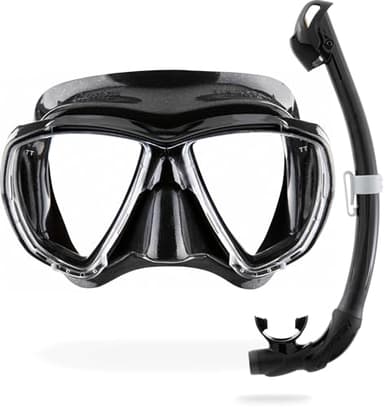 Cressi Big Eyes & Seal Dry Mask & Snorkel Kits, Black/Black