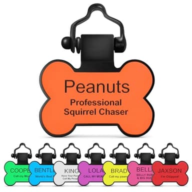 SiliDog - The Original Silicone Silent Dog Tag - Personalized Engraved Soundless Pet ID - As Seen On Shark Tank - Durable - Never Fades - Bone - Orange