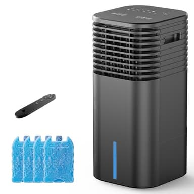 24" Windowless Portable Air Conditioner, 15H Timer & 120°Oscillation, 3-IN-1 Portable AC Unit with Remote, 2-Gal Tank, 3 Modes & 3 Speeds, Ultra-Quiet Ventless Swamp Cooler for Home Office, Black
