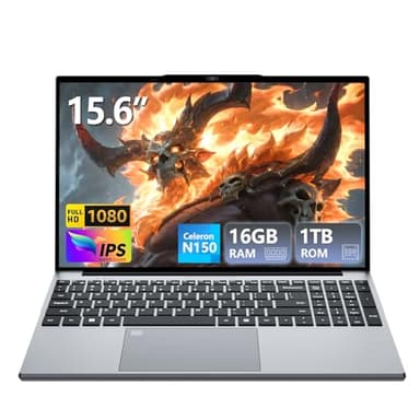 Gaming Laptop, Laptop Computer with Twin Lake N150, Lap top with 16GB DDR4 1TB SSD, 15.6" IPS 1080P, Backlit Keyboard Fingerprint, Win 11 Pro, Portable Laptops for Work Office Student