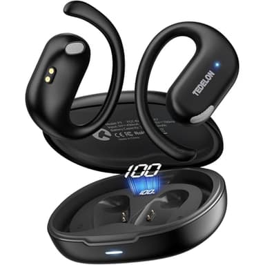 Open Ear Earbuds, 50H Open Ear Headphones Bluetooth 5.4, IPX6 Open Ear buds Wireless with Adjustable Ear hook, Hi-res Stereo, AI Clear Call, Lightweight, Wireless Over Earbud for Workout, Gym, Running