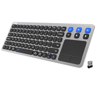 Arteck Universal 2.4G Wireless and Bluetooth Touch TV Keyboard Multi-Device with Easy Media Control and Build-in Touchpad Keyboard for Smart TV, TV Box, TV-Connected Computer, Mac, HTPC