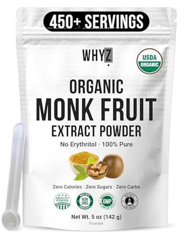 Organic Monk Fruit Extract, 5 oz, Pure Monk Fruit Sweetener Organic No Erythritol and Zero Calorie, Sugar Substitute, Powdered Monkfruit Sweetener Keto and Paleo Diet Friendly, 458 Servings