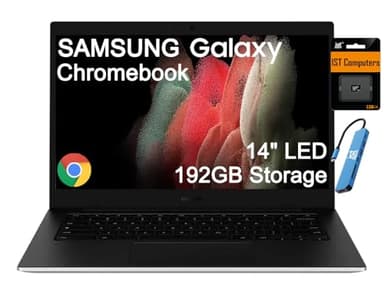 Samsung Galaxy Chromebook Go Laptop (14" LED, Intel Celeron N4500, 192GB Storage (64GB eMMC + 128GB SD Card)) Home & Student, 12-Hr Long Battery, Spill-Resistant, Webcam, Wi-Fi 6, IST HUB, Chrome OS