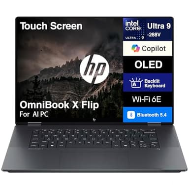 HP OmniBook X Flip Copilot+ PC 2-in-1 Laptop 16" Touchscreen OLED 3K (Intel Ultra 9-288V (UP to 48 Tops), 32GB LPDDR5X, 2TB SSD, Backlit KB, Thunderbolt 4, WiFi 6E, Bluetooth 5.3, Webcam, Win 11 Home)