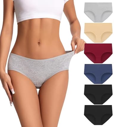 dmuveo Womens Underwear Cotton Hipster Full Coverage Panties Laides Low Rise Briefs 6 Pack Plus Size 7, Large