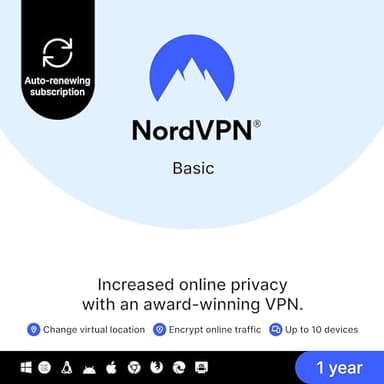 NordVPN Basic, 10 Devices, 1-Year, Premium VPN Software [Amazon Subscription]