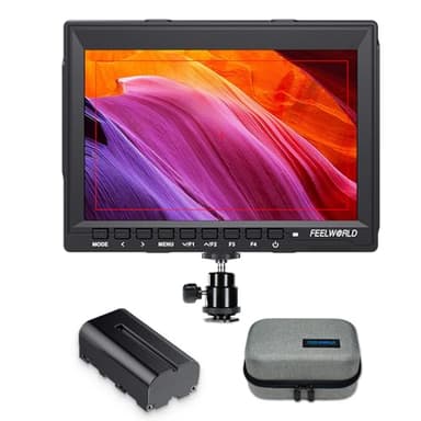 FEELWORLD FW759 7 Inch DSLR Camera Field Monitor with F550 2200mAh Battery and Bag 400nit HD Video Assist Slim IPS 1280x800 4K HDMI 1080p