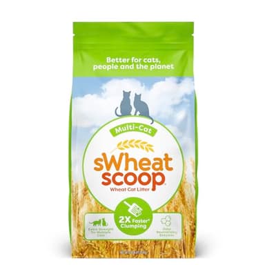 sWheat Scoop Natural Wheat Multi-Cat Litter, Superior Clumping with Odor Neutralizing Enzymes, 25 Pound Bag