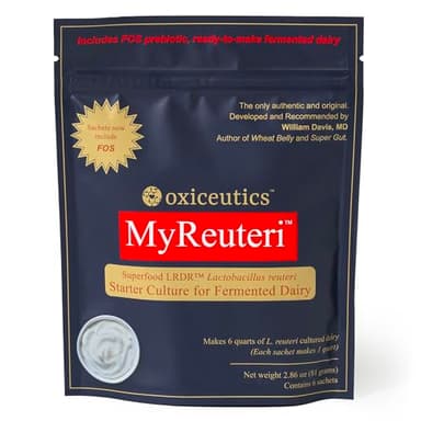 MyReuteri™ Complete Starter Culture – LRDR™ + 13 g FOS/Inulin Prebiotic Blend – Live Probiotic Cultures – Makes 6 Quarts Yogurt‑Like Cultured Dairy – Developed with Dr. William Davis
