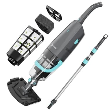 PoolMr Cordless Handheld Pool Vacuum, Rechargeable Pool Cleaner with 18.5 Gal/Min Suction, 60 Min Runtime, Dual-Phase Cleaning System, Ideal for Above Ground Pools, Spas, Hot Tubs, Black