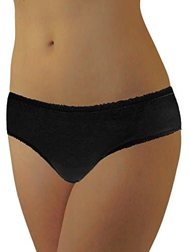 Womens Disposable 100% Cotton Underwear - for Travel- Hospital Stays- Emergencies Black Medium 20 Pack