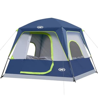 UNP 4-Person Tent, Portable Cabin Tent, Camping Tent 4-Person Easy Set Up, Waterproof with Top Rainfly for Outdoor Camping/Hiking (Dark Blue)