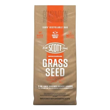 O.M. Scott and Sons Bermudagrass Grass Seed - Lawn Seed, Fertilizer and Soil Improver, Drought Tolerant Once Established, Covers Up to 2,000 sq. ft., 5 lb.