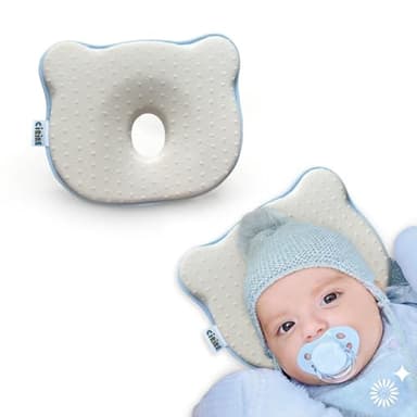 CIRIRE Memory Foam Baby Cushion, Soft Cozy Machine-Washable, Head and Neck Support Breathable Anti-Slip Design for Infants for Small Boys and Girls Tummy Time(Beige)