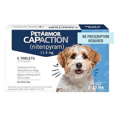 PetArmor CAPACTION (nitenpyram) Oral Flea Treatment for Dogs, Fast Acting Tablets Start Killing in 30 Minutes, Small Dog Flea Treatment 2-25 lbs, 6 Doses