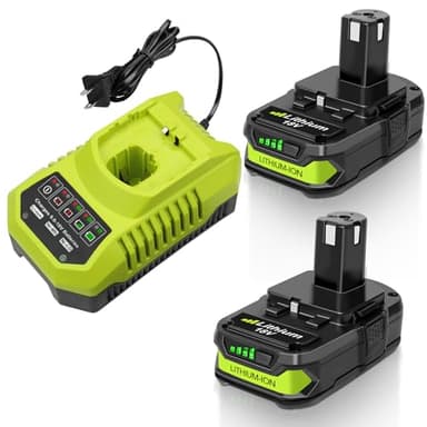 QANAVIROX 2-Pack 3.0Ah Ryobi 18V Replacement Batteries with Charger, Compatible with ONE+ Cordless Tools, Ryobi 18V Battery and Charger Combo fit 18V ONE+ System (Non-OEM)