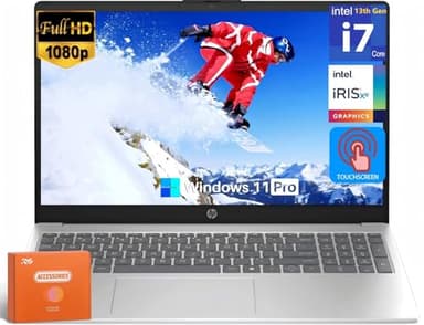 HP 15.6" FHD Touchscreen Business Laptop, Intel 10-Core i7-1355U(up to 5 GHz), 32 GB RAM, 1 TB SSD, Intel Iris Xe GPU, Wi-Fi 6, Camera, HDMI, Copilot, Long Battery Life, Windows 11 Pro, w/Accessories