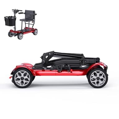 ENGWE Ease2 43.2Lbs Lightweight Electric Powered Mobility Scooter, Folding Mobility Scooters for Adults Seniors, 24Miles Long Travel w/Removable 240WH*2 Lithium Batteries,Motorized Scooter(Red)