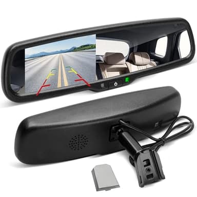 EWAY 4.3" LCD Rearview Mirror Screen OEM Look for Ford F150/250/350 2004-2015, Toyota Tacoma Corolla 2008-2014, Jeep Wrangler 2007-2018 Rear View Mirror Monitor Display with RCA for Backup Camera