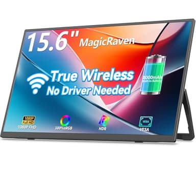 MAGICRAVEN Wireless Portable Monitor for Laptop, 15.6" Portable Monitor with Battery-1080P FHD Second Screen for Home & Office, AirPlay & Miracast Casting, No Cables or Drivers Needed
