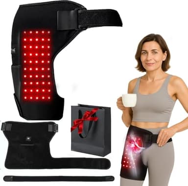 Hip Brace Red Light Therapy for Menopausal Women Hip Pain & Collagen Boost, Compression Support Wrap for Thigh Injury, Pulled Groin Muscles (Black)