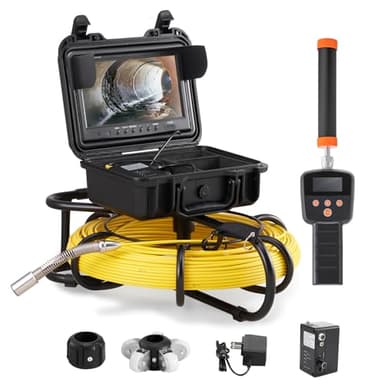 VEVOR Sewer Inspection Camera, 300 ft/91.5 m, 9" Pipeline Camera w/DVR & 512Hz Locator, IP68 Waterproof, 12 LEDs, 16 GB SD Card for Sewer, Drain & Duct Pipe Plumbing
