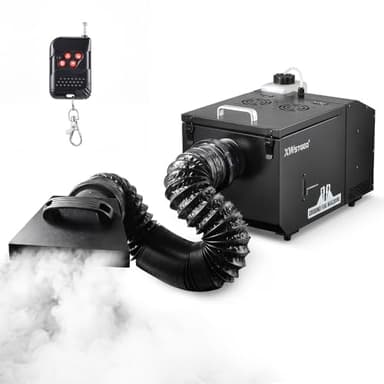 XWSTGEQ 1500W Low Lying Fog Machine - Ground Fog Effect with Wireless Remote & DMX 512 - Water Based with Tube for Weddings, Halloween, DJ Stage & Parties